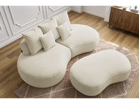 Sofa 3 vietų SAINT-GERMAIN su pufu, smėlinė audinio tekstūra