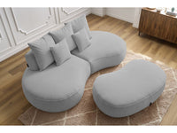 Sofa 3 vietų SAINT-GERMAIN su pufu, šviesiai pilka detalės vaizdas