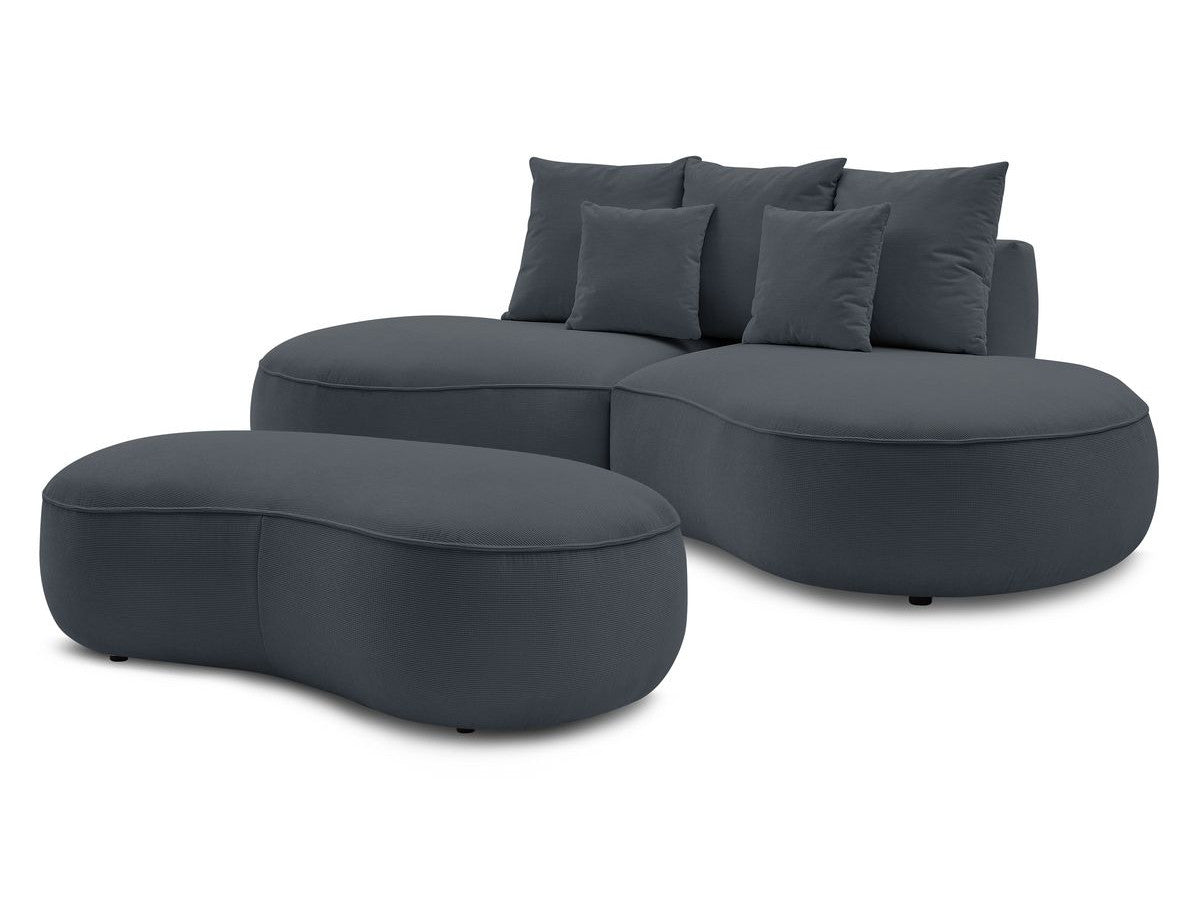 Sofa 3 vietų SAINT-GERMAIN su pufu, tamsiai pilka svetainės interjere