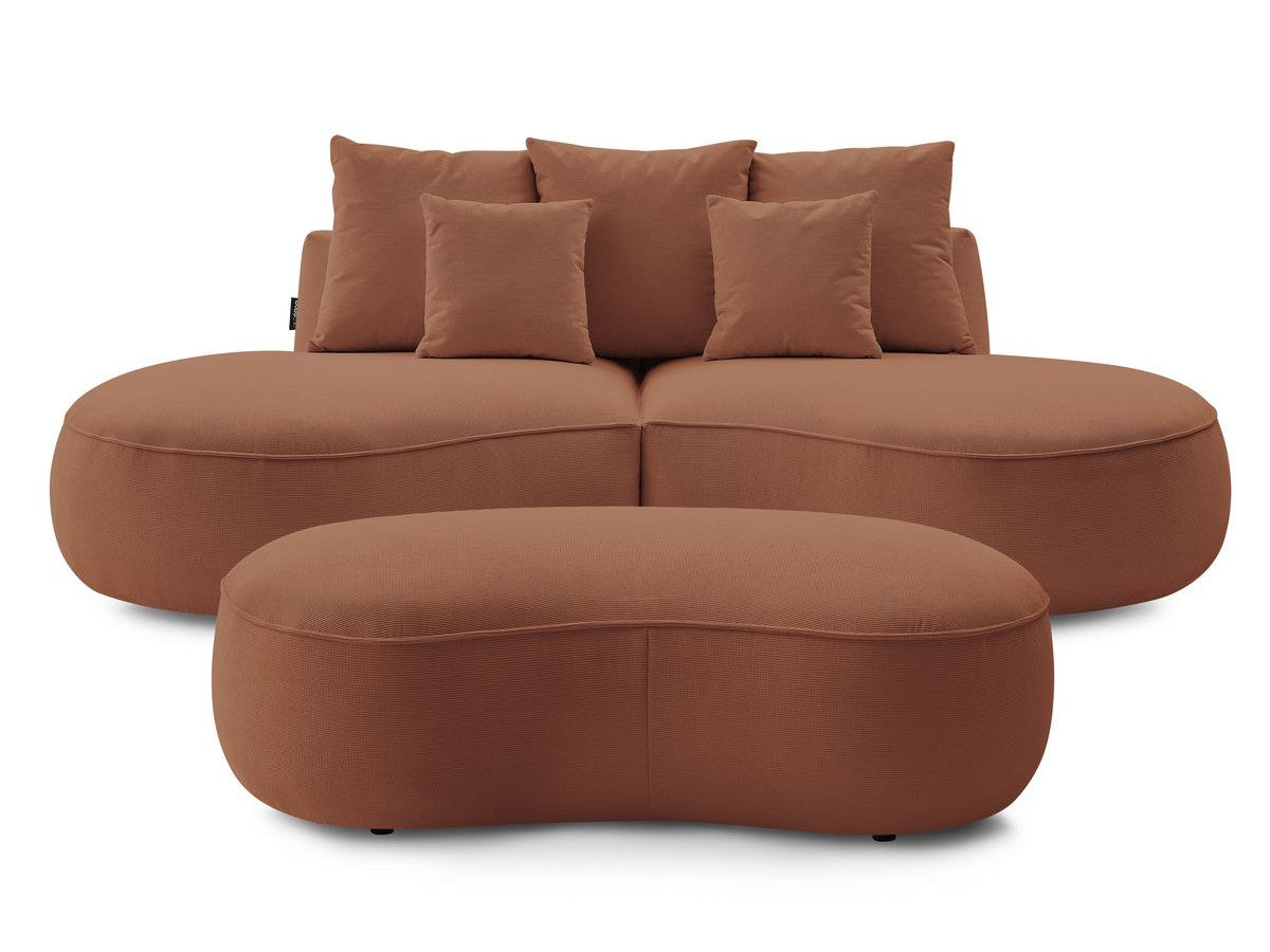 Sofa 3 vietų SAINT-GERMAIN su pufu, oranžinė vaizdas iš šono