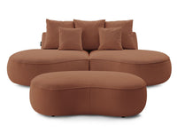 Sofa 3 vietų SAINT-GERMAIN su pufu, oranžinė vaizdas iš šono