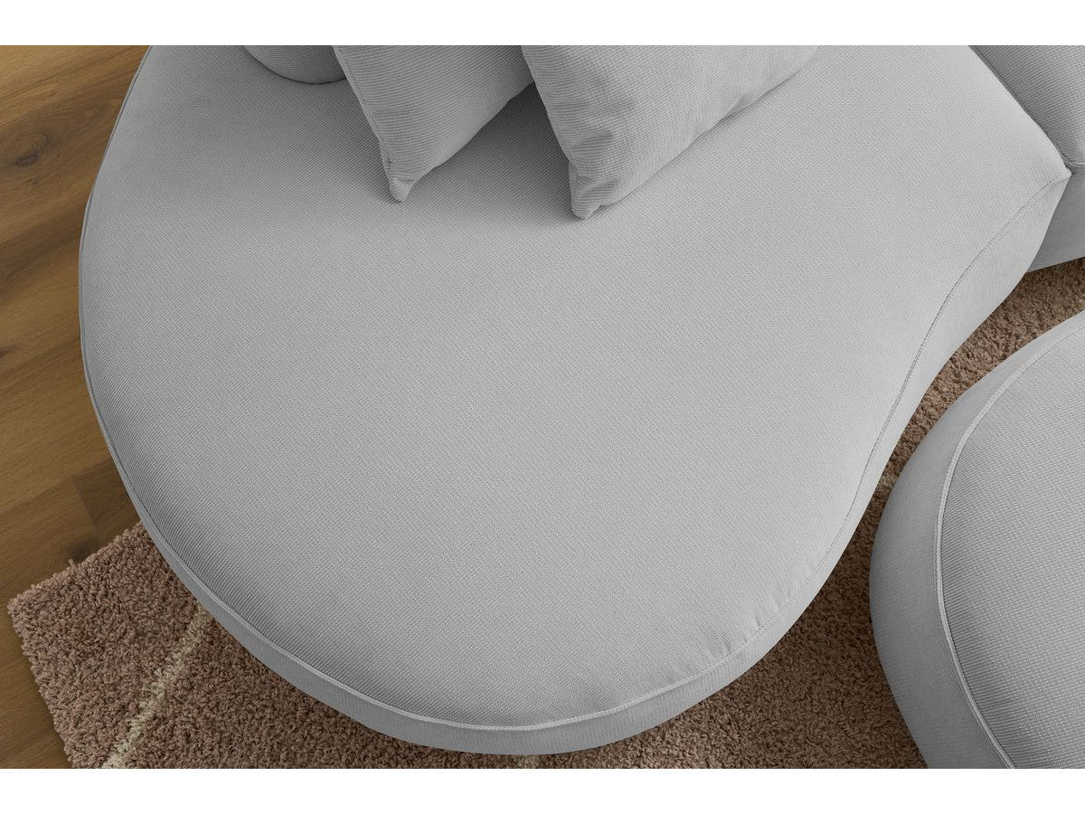 Sofa 3 vietų SAINT-GERMAIN su pufu, šviesiai pilka kampinis vaizdas