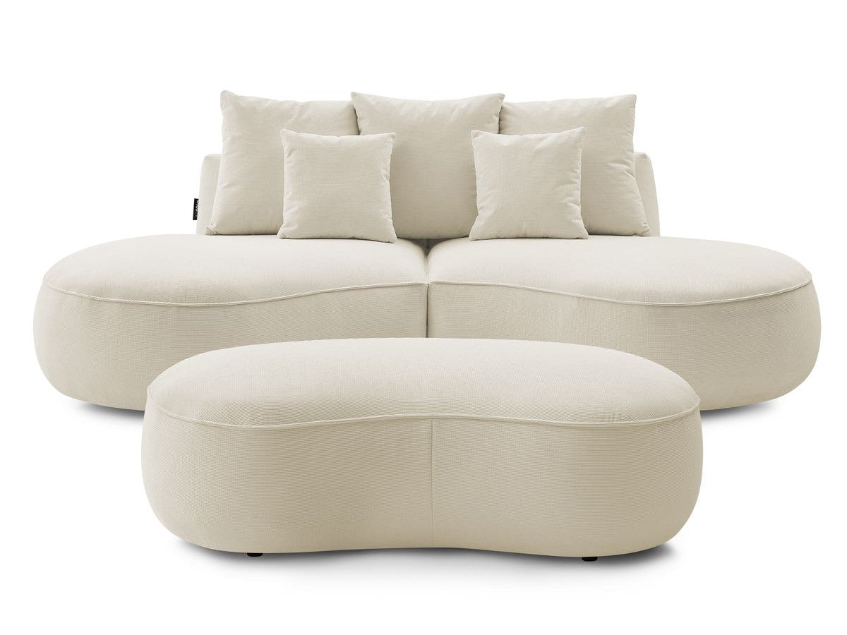 Sofa 3 vietų SAINT-GERMAIN su pufu, smėlinė vaizdas iš šono