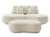 Sofa 3 vietų SAINT-GERMAIN su pufu, smėlinė vaizdas iš šono