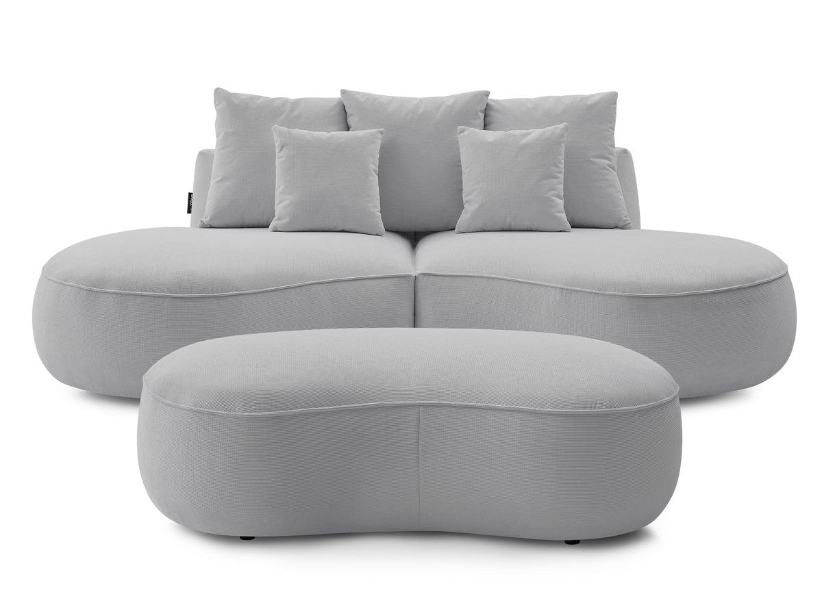 Sofa 3 vietų SAINT-GERMAIN su pufu, šviesiai pilka vaizdas iš šono