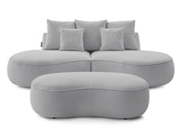 Sofa 3 vietų SAINT-GERMAIN su pufu, šviesiai pilka vaizdas iš šono