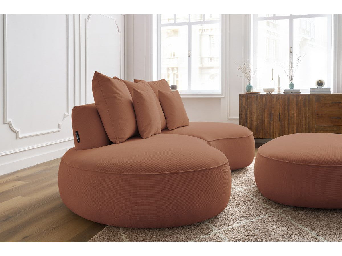 Sofa 3 vietų SAINT-GERMAIN su pufu, oranžinė vaizdas iš priekio