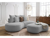 Sofa 3 vietų SAINT-GERMAIN su pufu, šviesiai pilka moderniame interjere