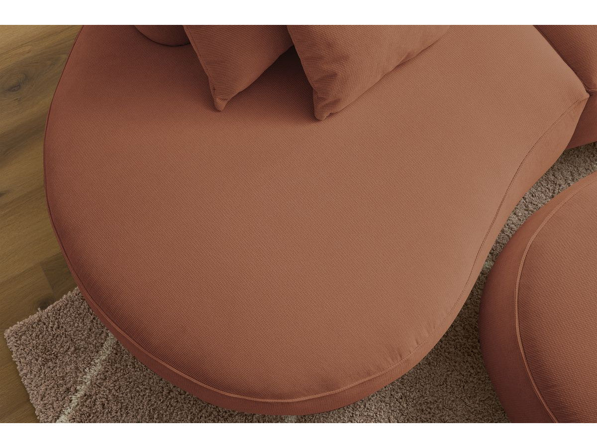 Sofa 3 vietų SAINT-GERMAIN su pufu, oranžinė kampinis vaizdas