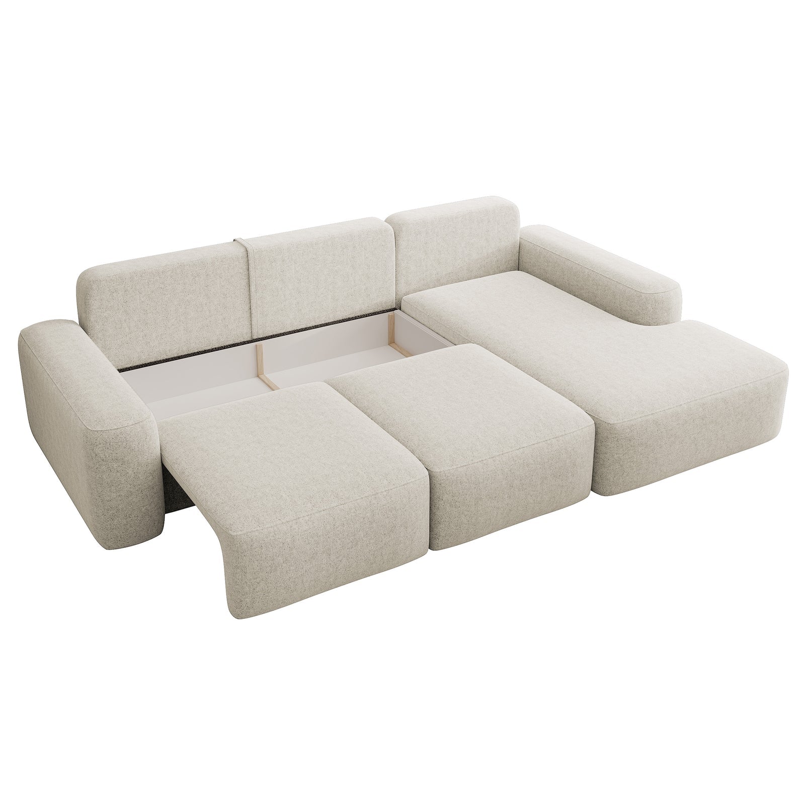 Kampinė sofa-lova LIVA, kreminė, dešinė