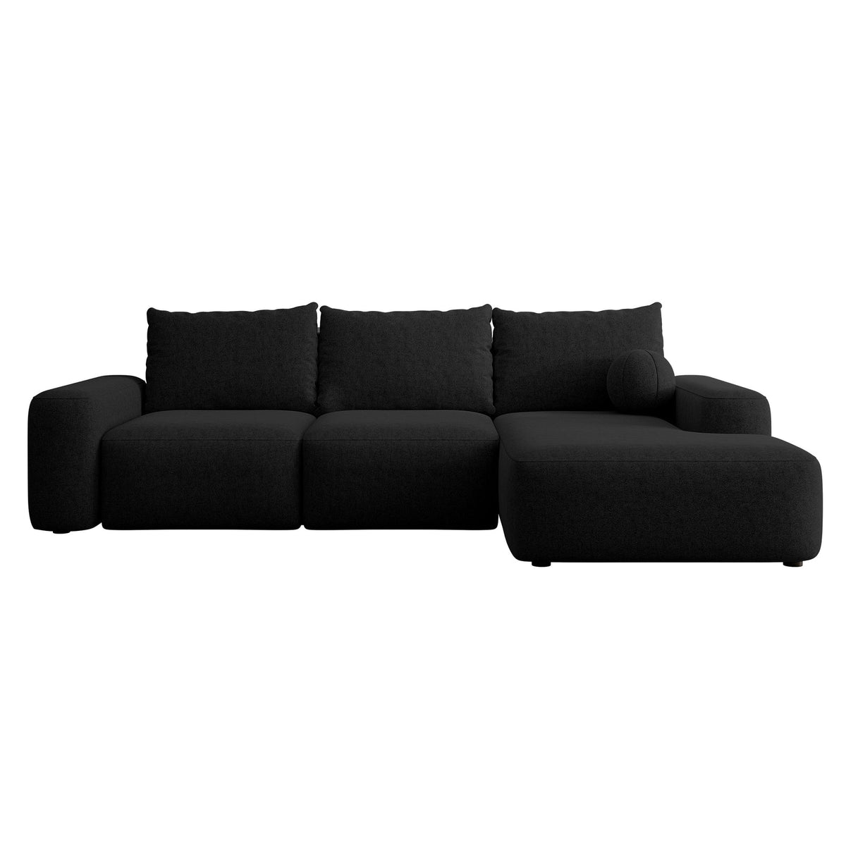 Kampinė sofa LIVA visu dydžiu, juoda šenilas