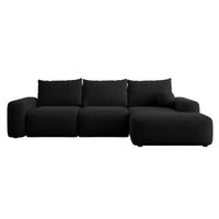Kampinė sofa LIVA visu dydžiu, juoda šenilas