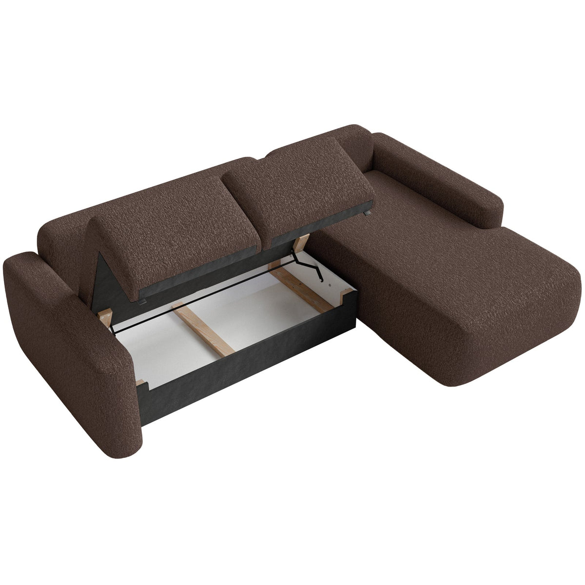 Kampinė sofa-lova LIVA, ruda, dešinė