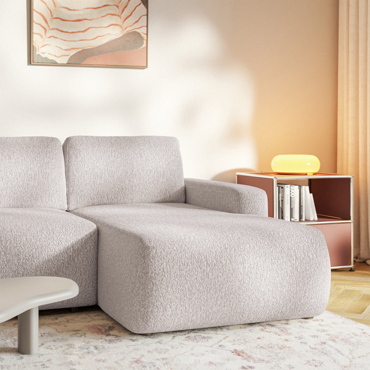 Kampinė sofa-lova LIVA, smėlinė, dešinė