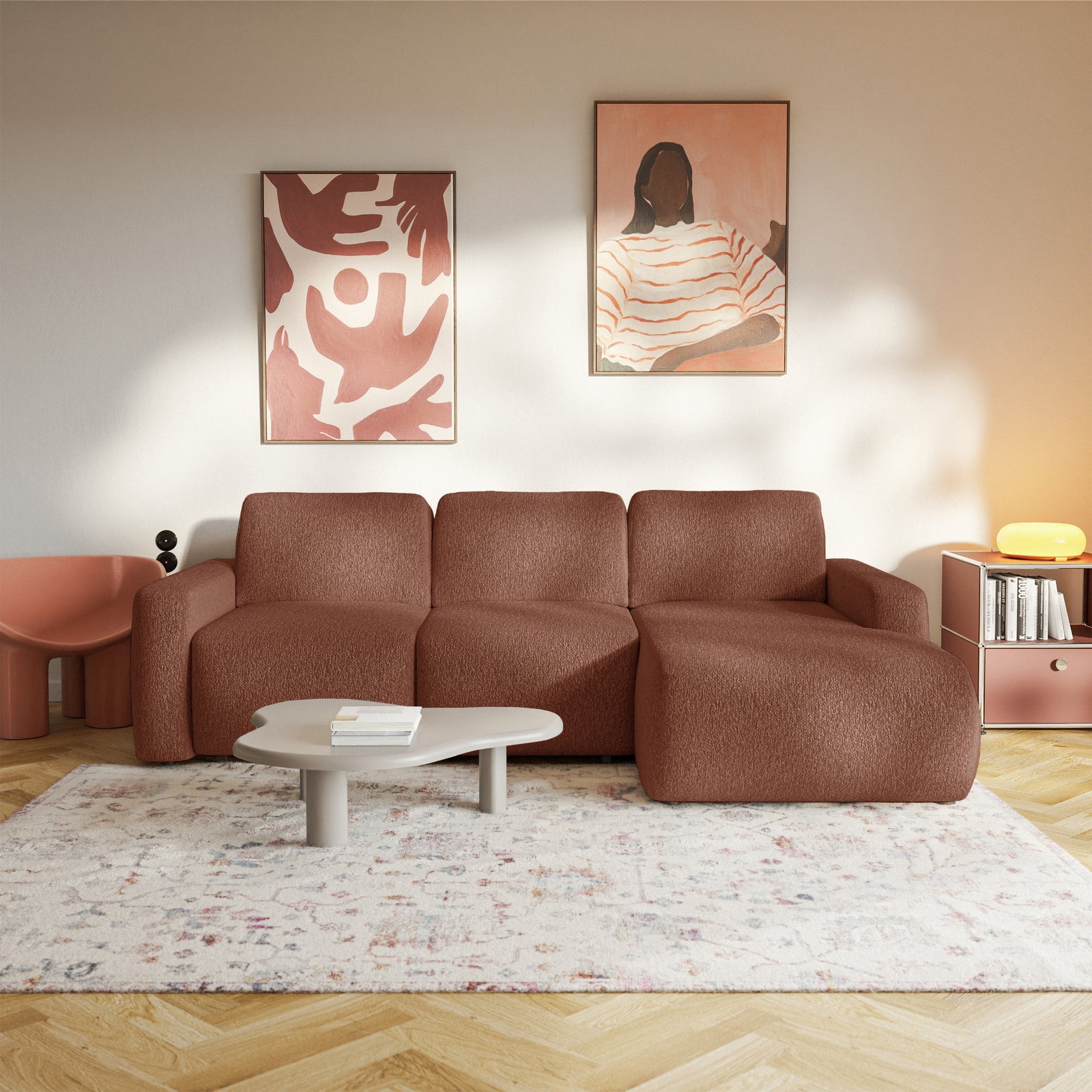 Kampinė sofa-lova LIVA, varinė, dešinė
