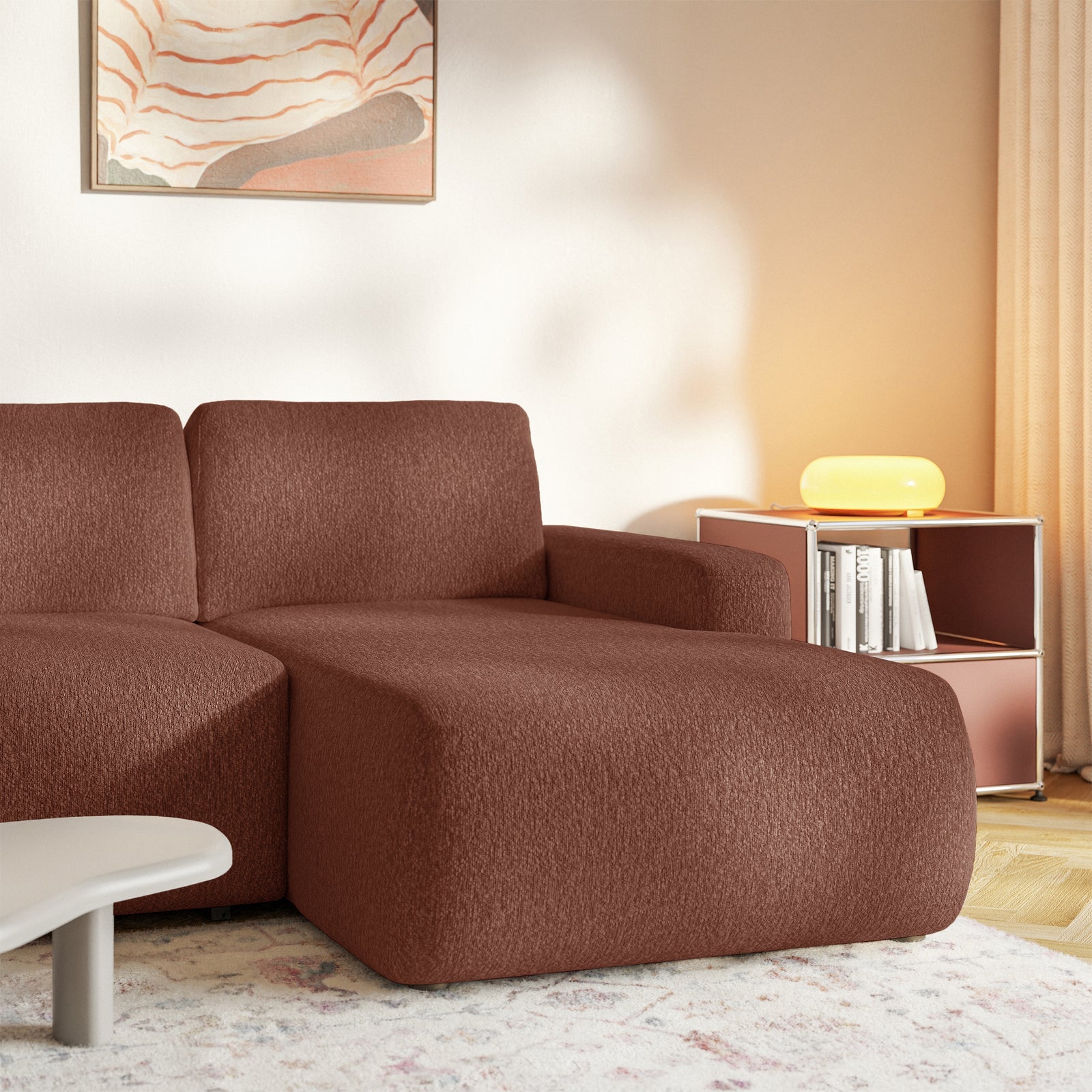 Kampinė sofa-lova LIVA, varinė, dešinė