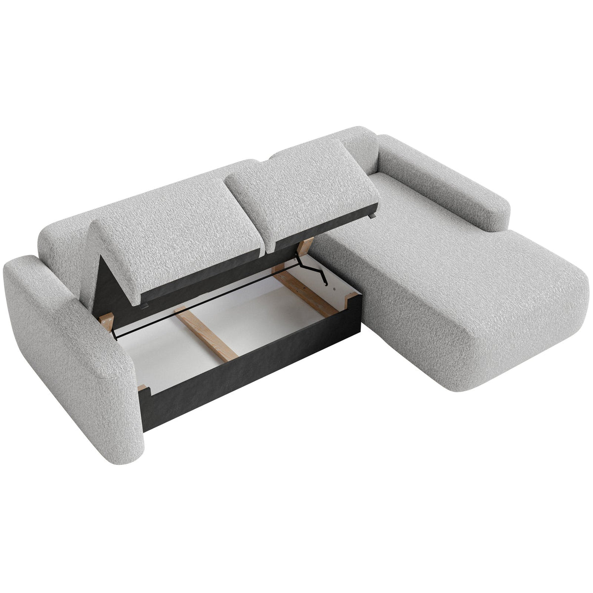 Kampinė sofa-lova LIVA, šviesiai pilka, dešinė