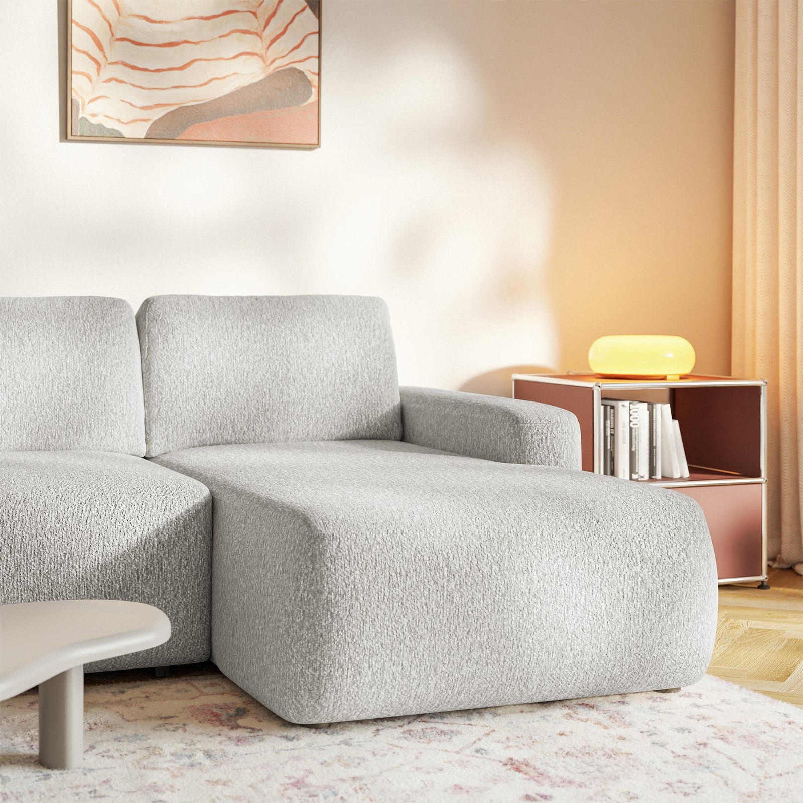 Kampinė sofa-lova LIVA, šviesiai pilka, dešinė