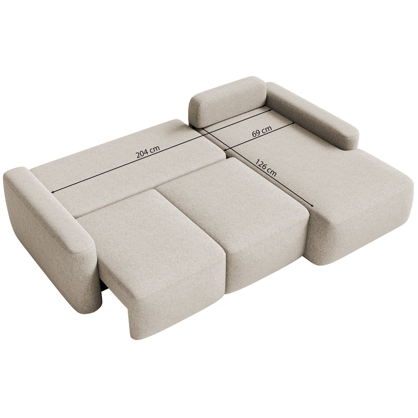 Kampinė sofa-lova LIVA, varinė, dešinė