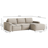 Kampinė sofa-lova LIVA, smėlinė, dešinė
