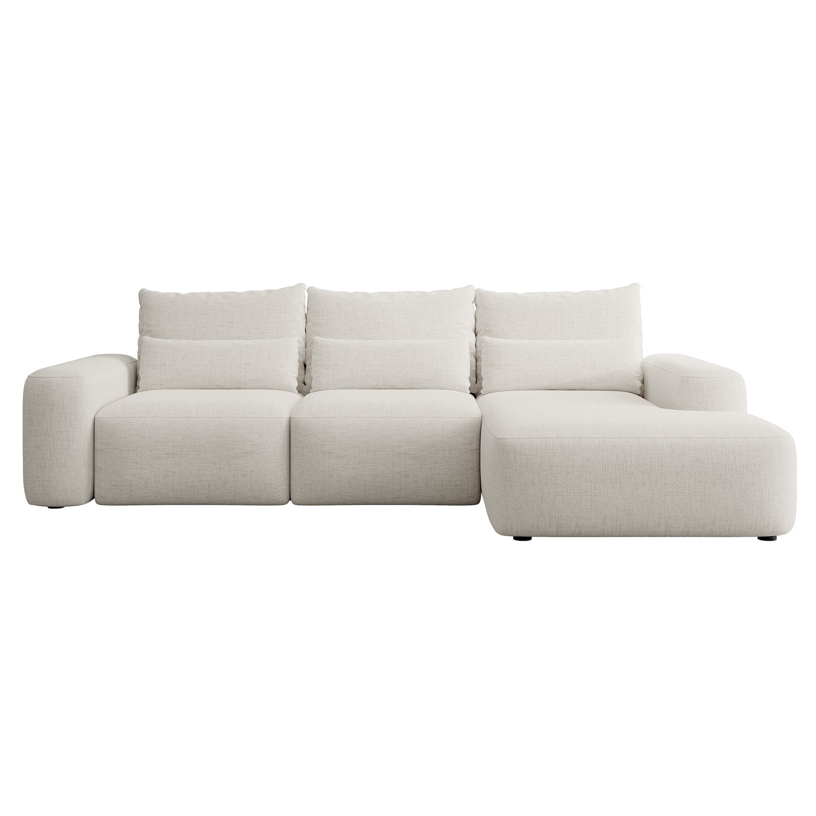Kampinė sofa-lova LIVA, kreminė, dešinė