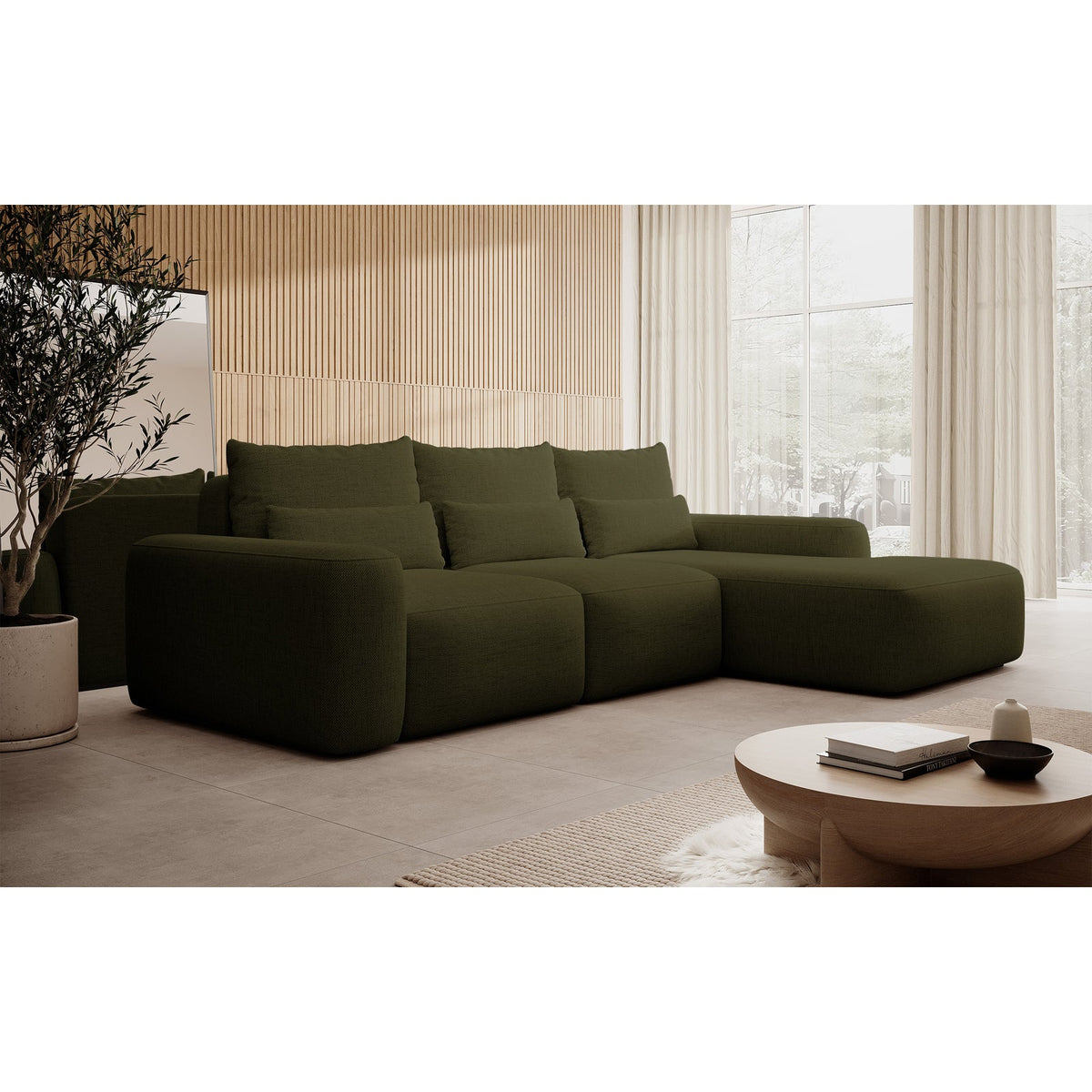 Kampinė sofa LIVA mini moderniame svetainės interjere