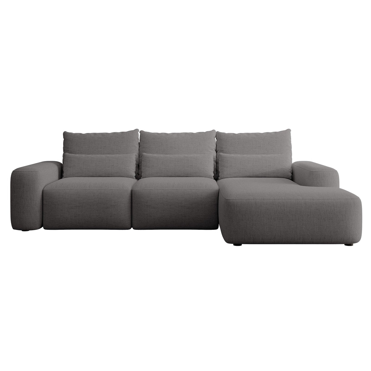Kampinė sofa LIVA visu dydžiu, tamsiai pilka šenilas