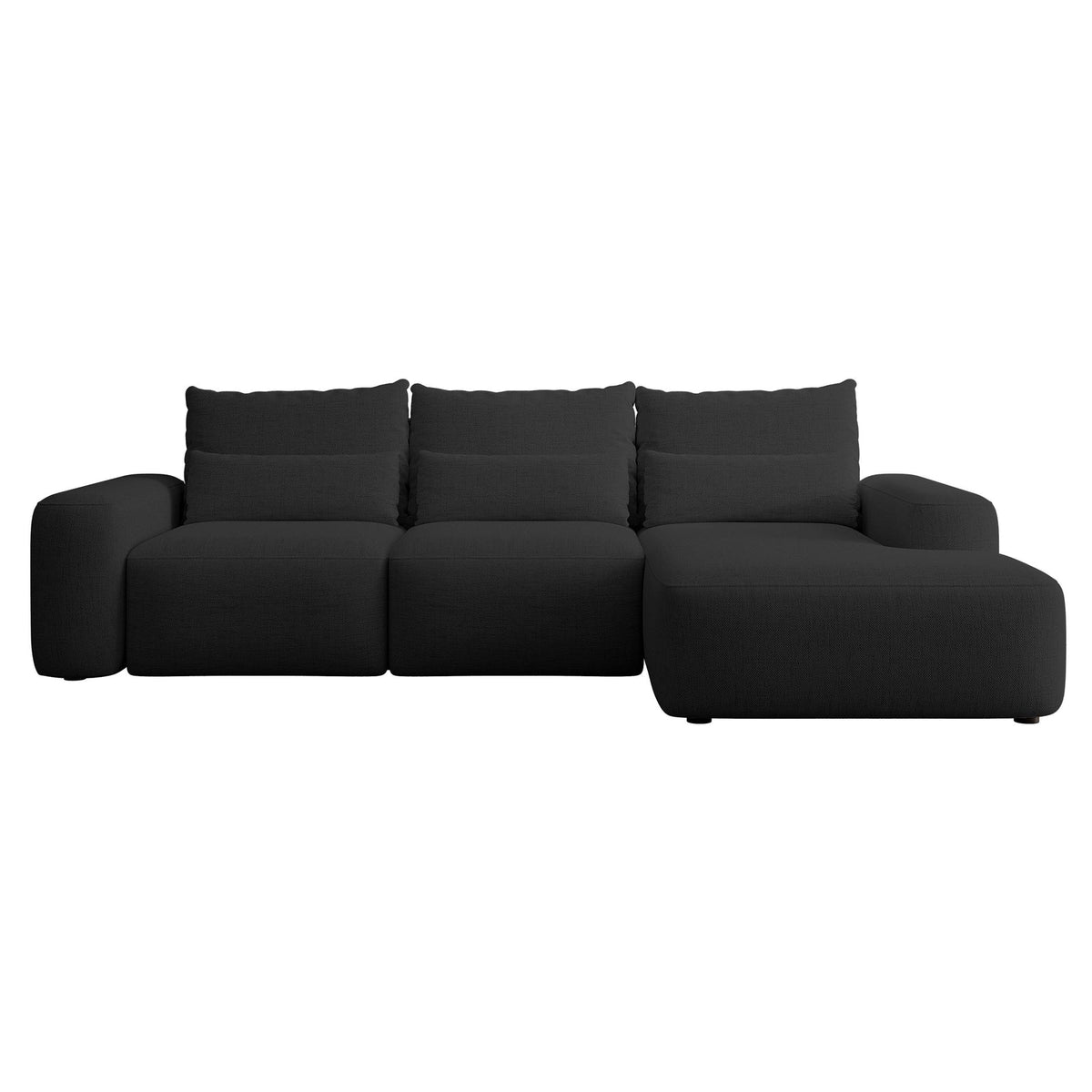 Kampinė sofa LIVA juoda spalvos, šenilas