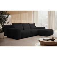 Kampinė sofa LIVA minimalistiniame svetainės interjere