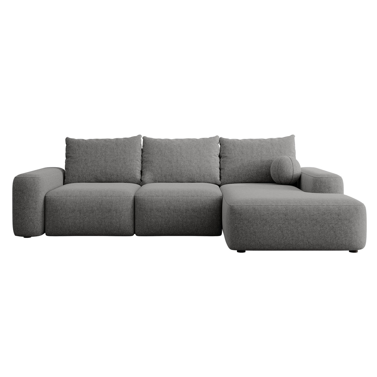 Kampinė sofa LIVA visu dydžiu, tamsiai pilka šenilas