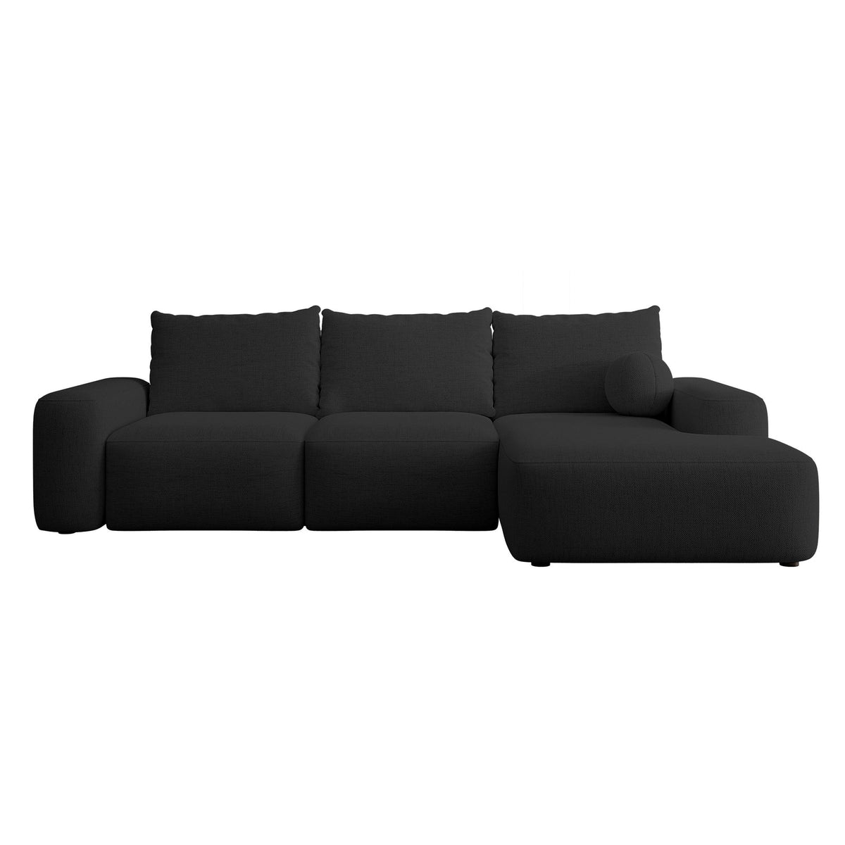 Kampinė sofa LIVA – bendras vaizdas, juoda šenilas
