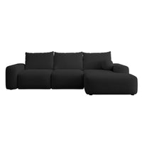 Kampinė sofa LIVA – bendras vaizdas, juoda šenilas