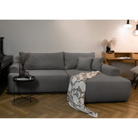 Kampinė sofa-lova CORMAC, tamsiai pilka
