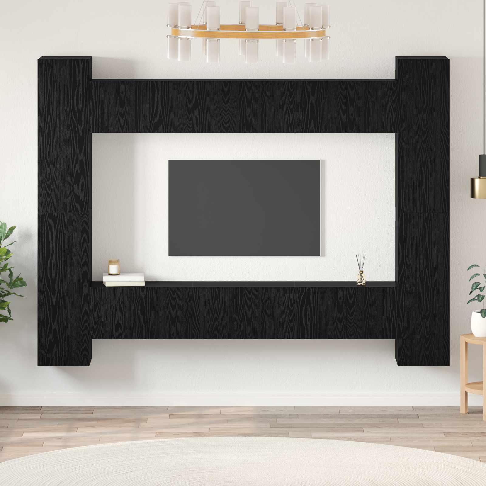 TV spintelių komplektas 10 pcs Juodas ąžuolas 30,5 x 30 x 90 cm