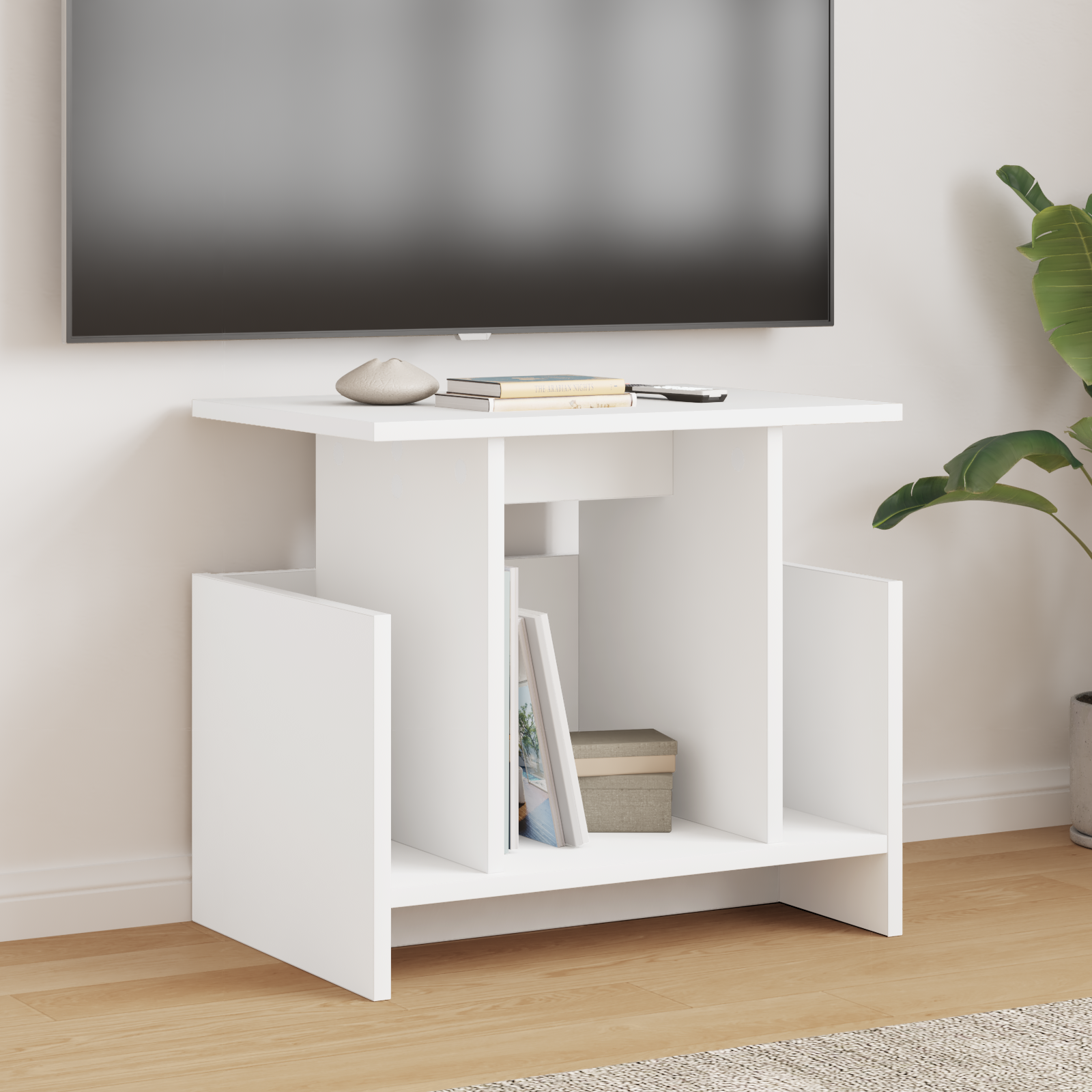 TV statīvs Balts 50 x 35 x 45 cm Apstrādāta koksne