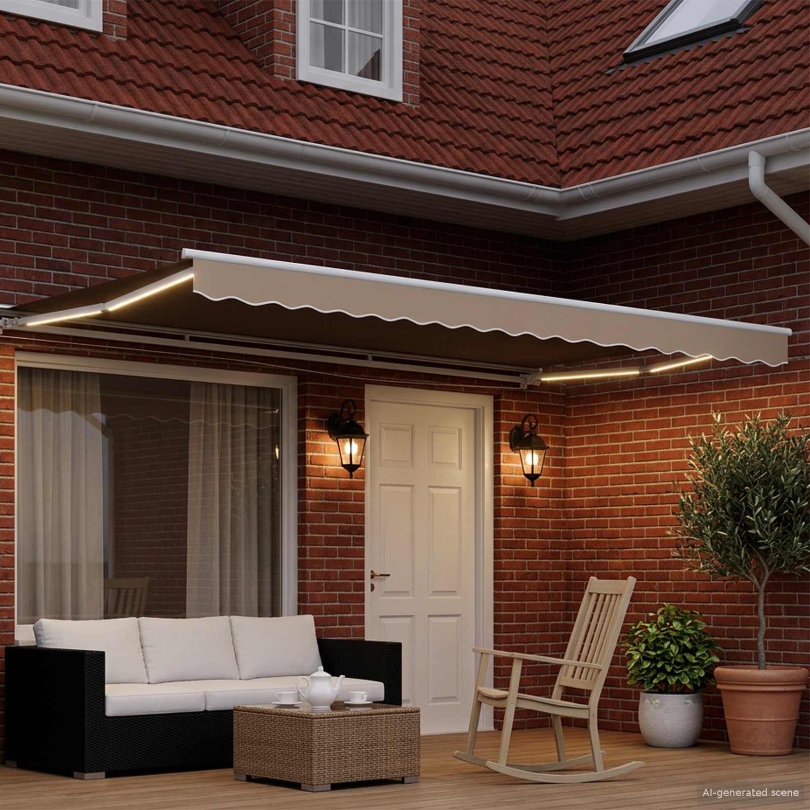 Manual Awning Frame with LED Sand 4 × 3.5 m