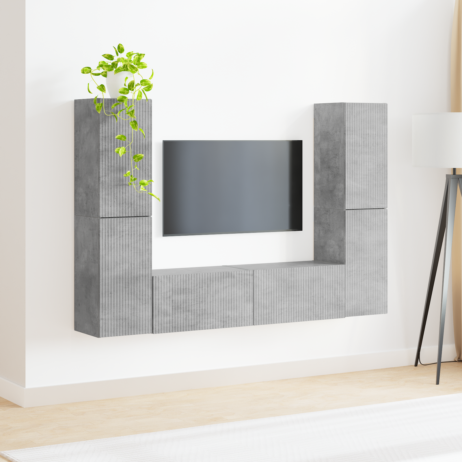 TV spintelių komplektas 6 pcs Betono pilka Apdirbta mediena
