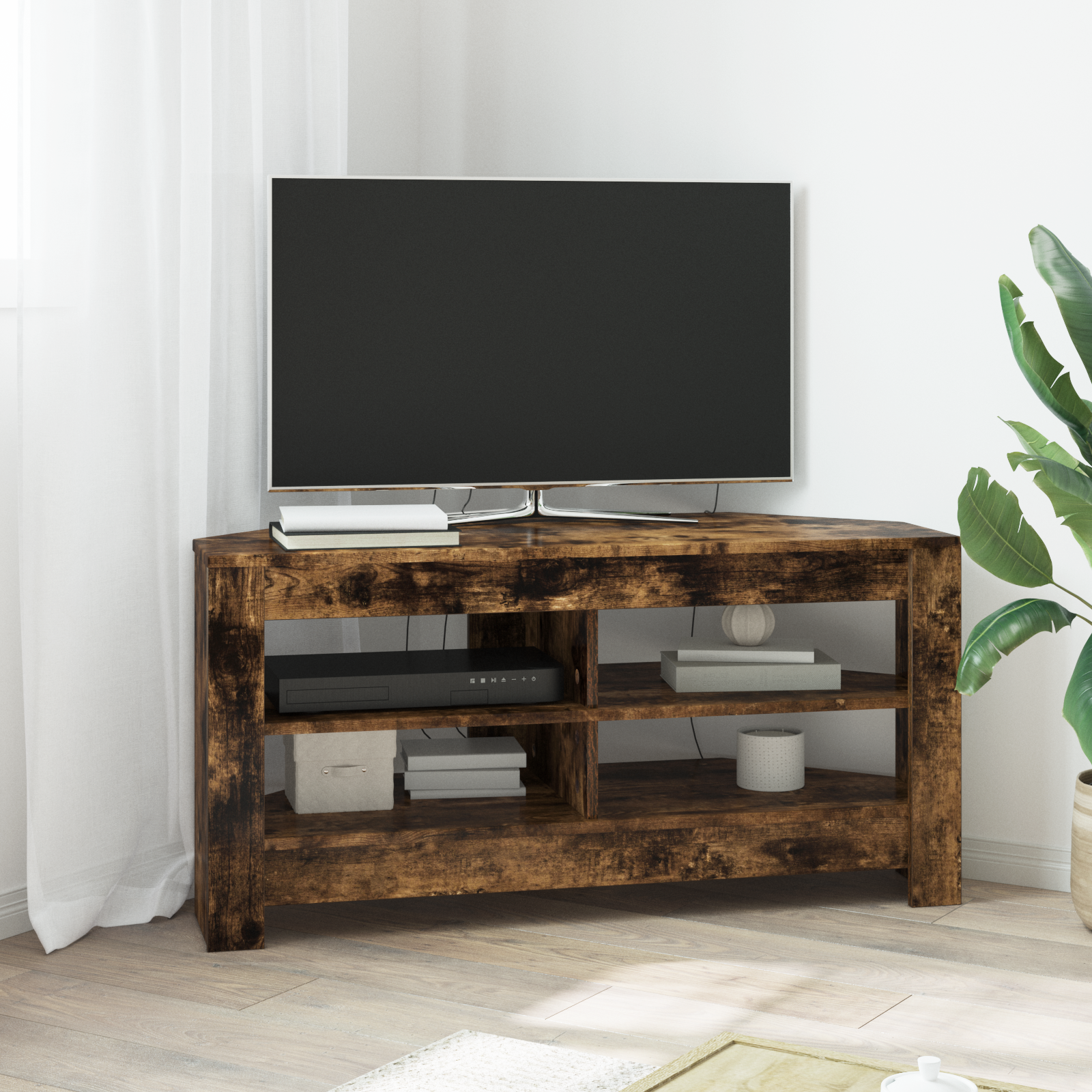 Corner TV Cabinet Smoked Oak 102 x 40.5 x 45 cm