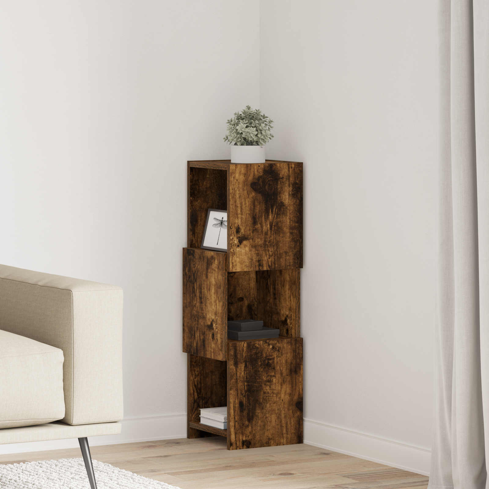 Corner Cabinet White 25.5x25x80cm Engineered Wood