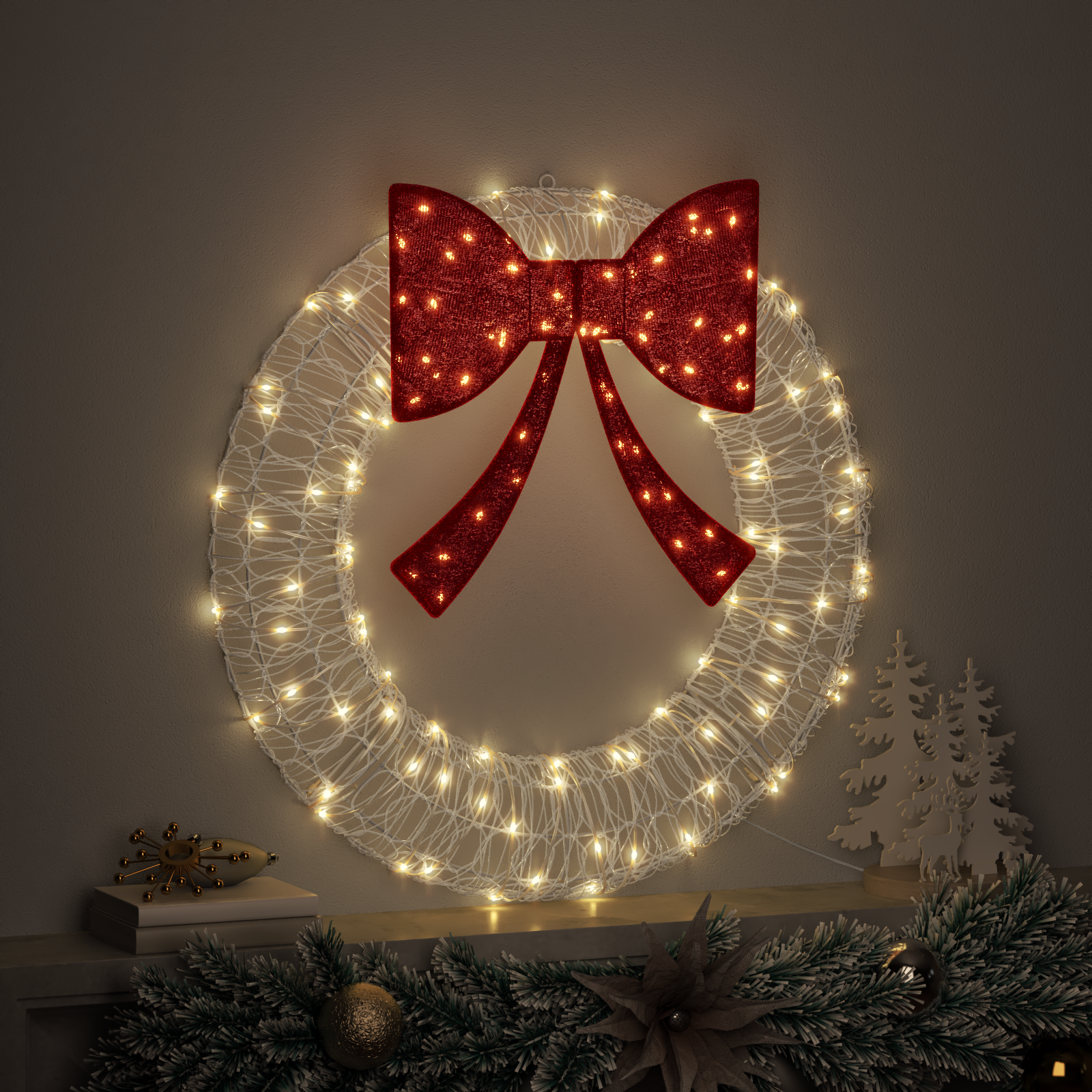 Vainikas su 60 LED Šilta balta 75 cm Akrilas