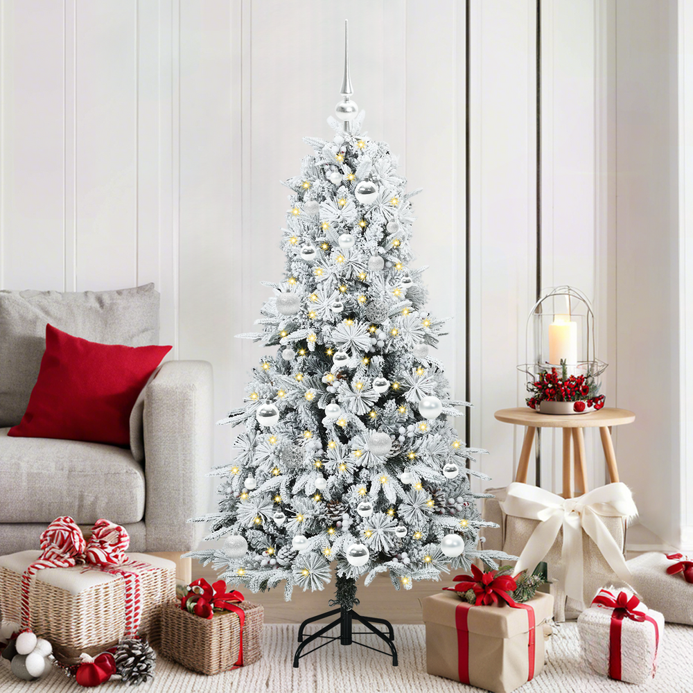 Artificial Foldable Christmas Tree White 150 cm PE and PVC