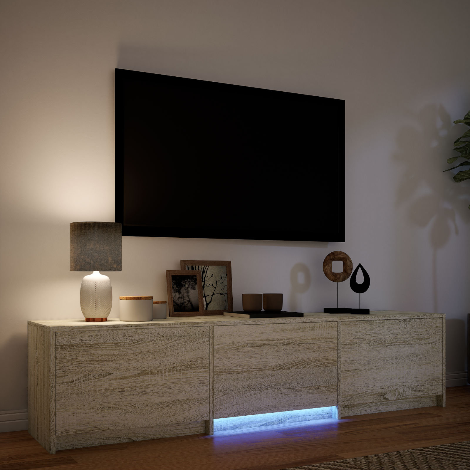 TV skapītis ar LED Sonoma ozolkoks 165 x 34 x 40 cm