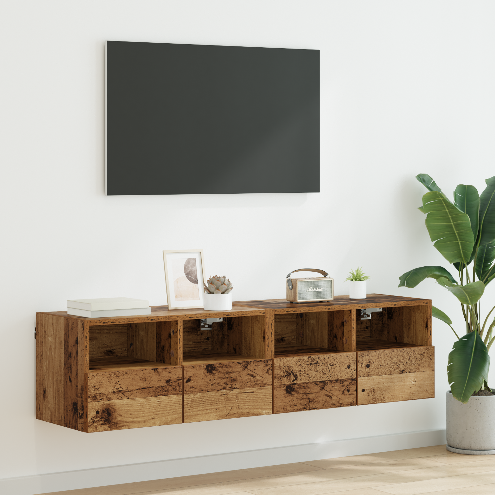 TV sieniniai spintelės 2 pcs Senovinis medis 60 x 30 x 30 cm