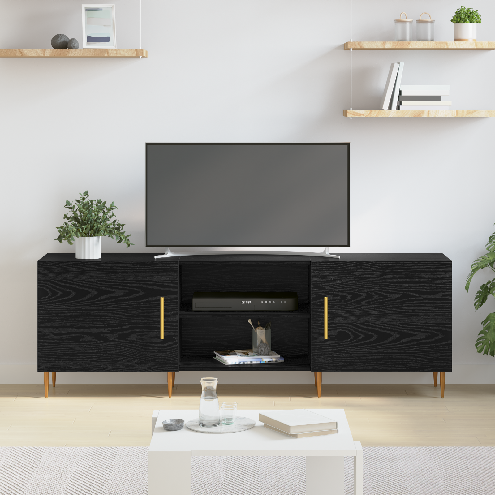 TV skapītis melns ozols 150 x 30 x 50 cm