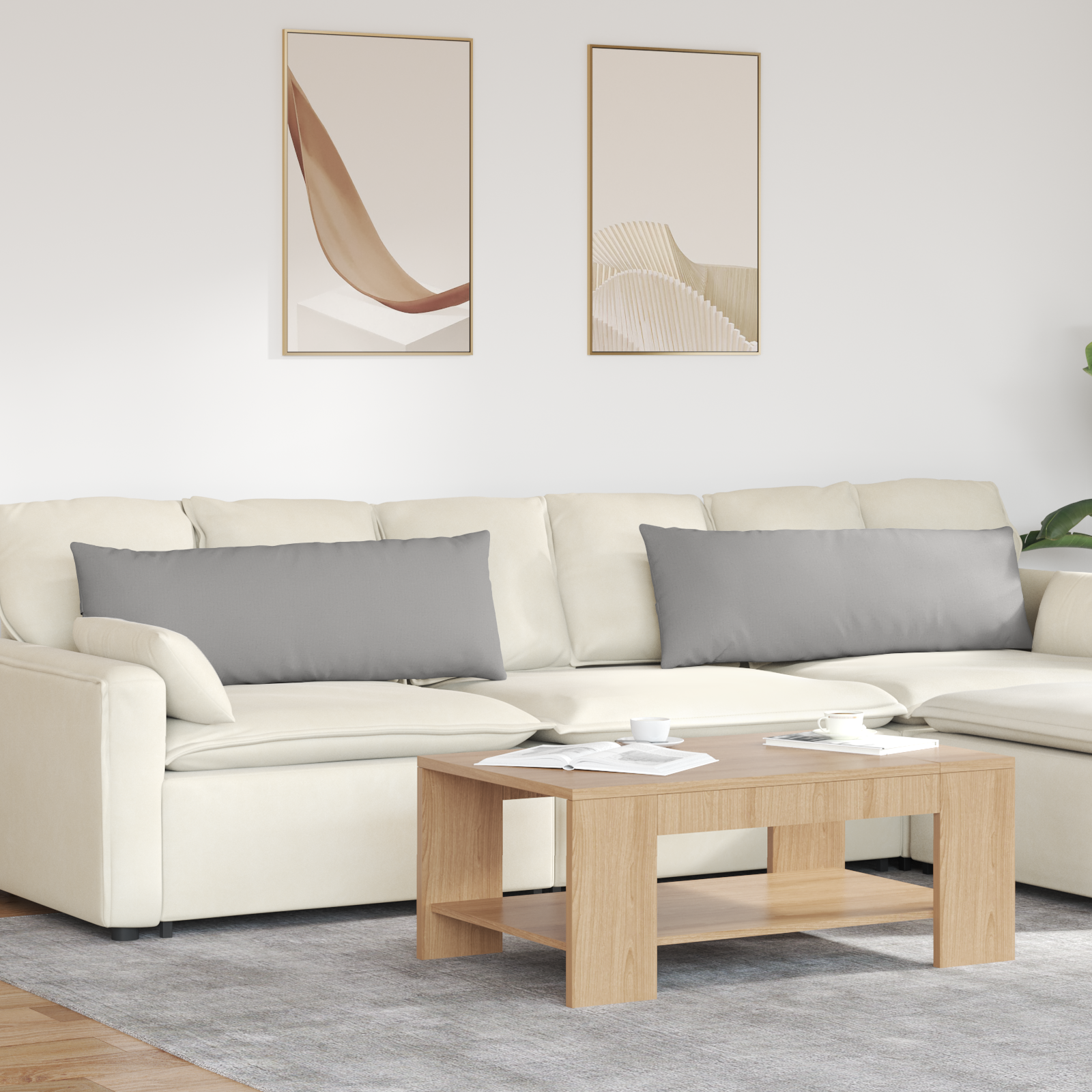 Sofa Pagalvės 2 pcs Pilka 120 x 40 cm audinys