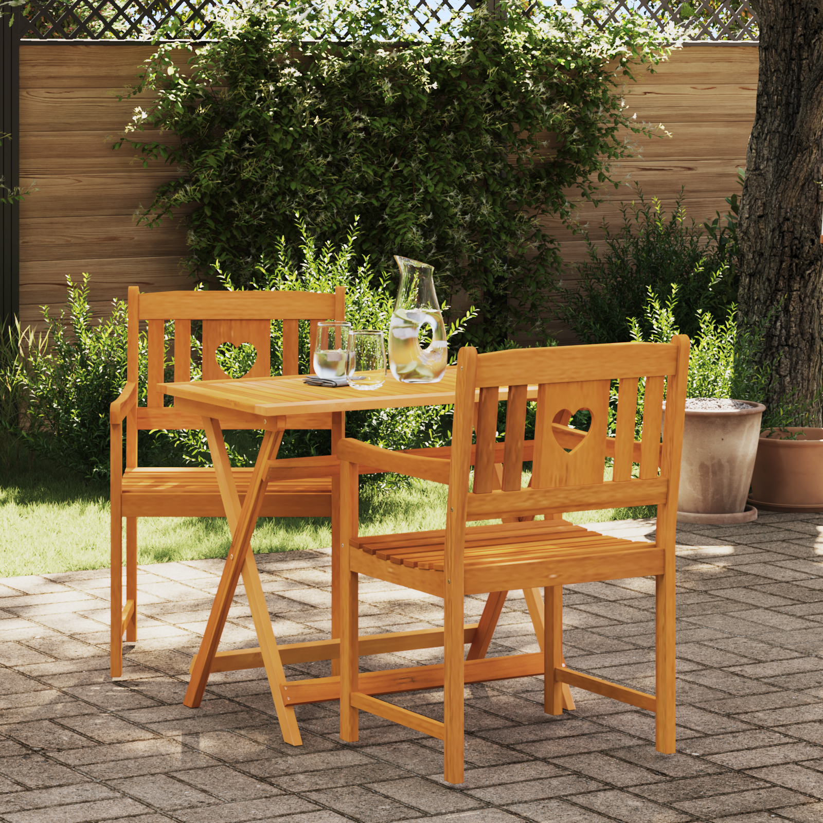 Lauko suolas 2 pcs Natūrali 56 x 55,5 x 90 cm