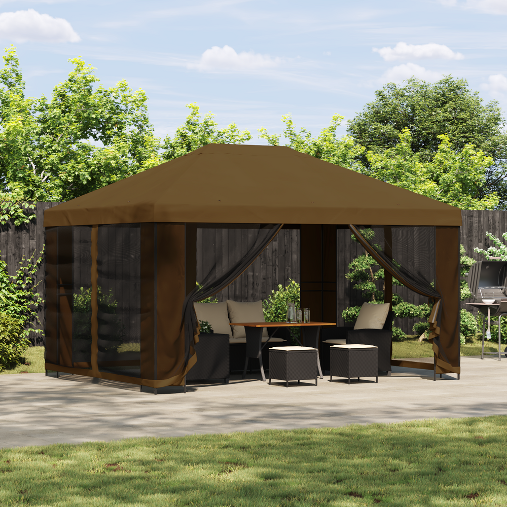 Sodo pavėsinė su šoninėmis sienelėmis 4 × 3 m Taupe