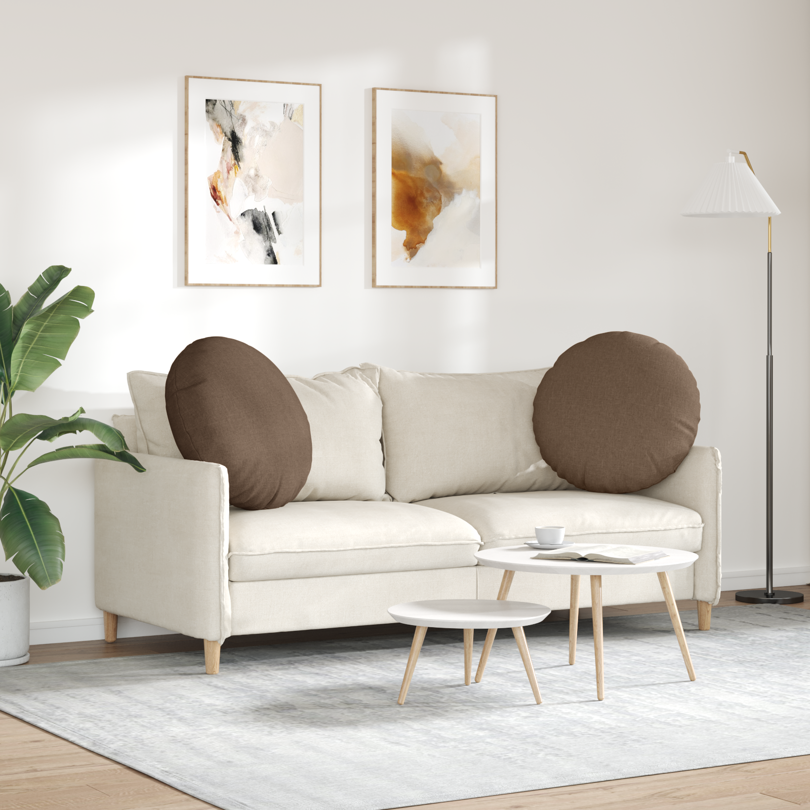 Sėdynių pagalvėlės 2 pcs Ruda Ø80 x 29 cm audinys