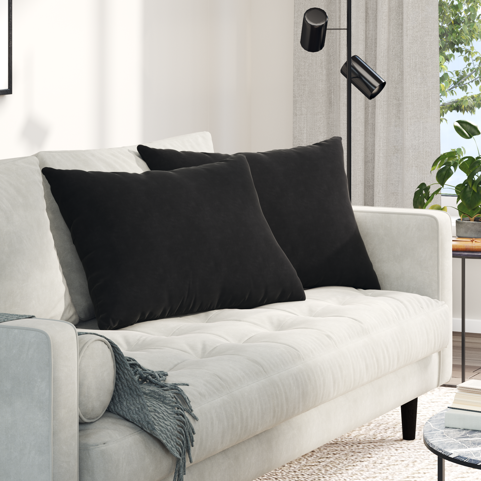 Sofa Cushions 2 pcs Black 70 x 50 cm Corduroy