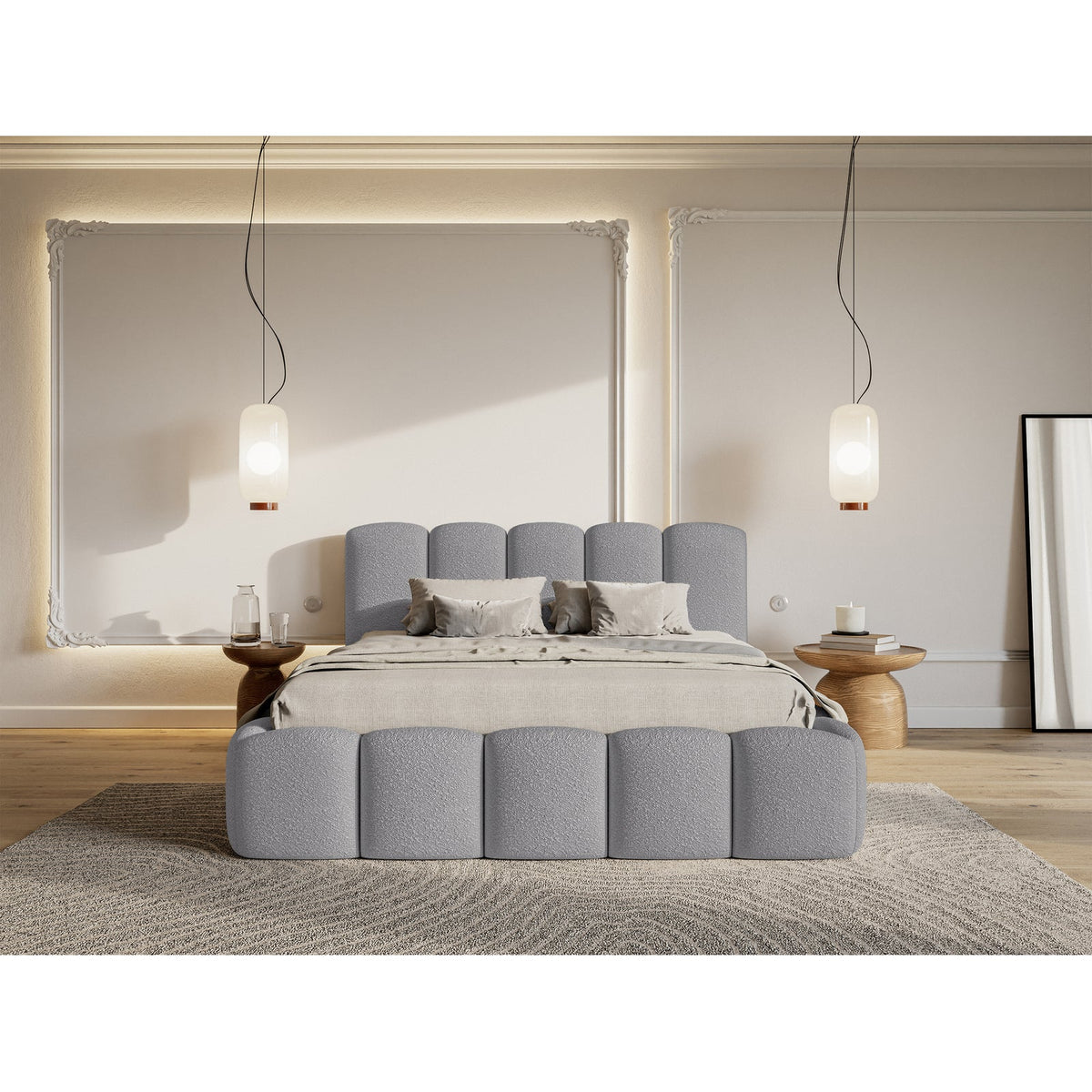 Minkšta lova SOFTY II, pilkas boucle – užvalkalo detalė